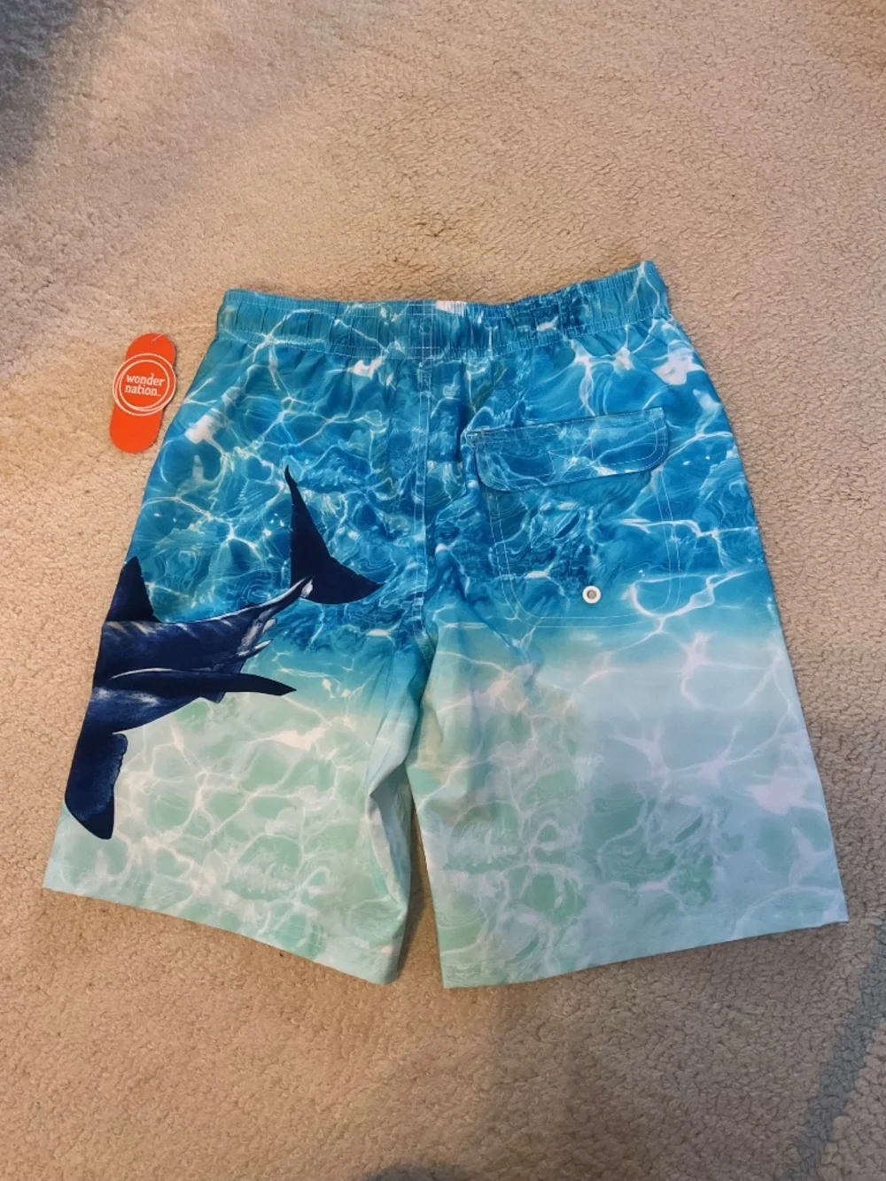 WONDER NATION BOYS SWIM SHORTS SHARK LARGE 10/12 NWT